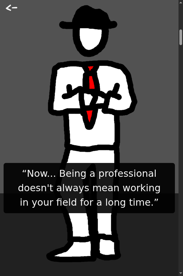 a narrower mobile view showing the character in the background with a textbox in front